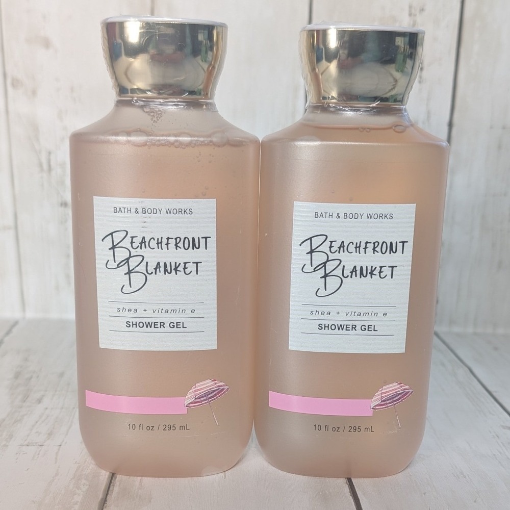 Bath &‎ Body Works Beachfront Blanket Shower Gel 10oz Set of 2 Linen Musk NEW